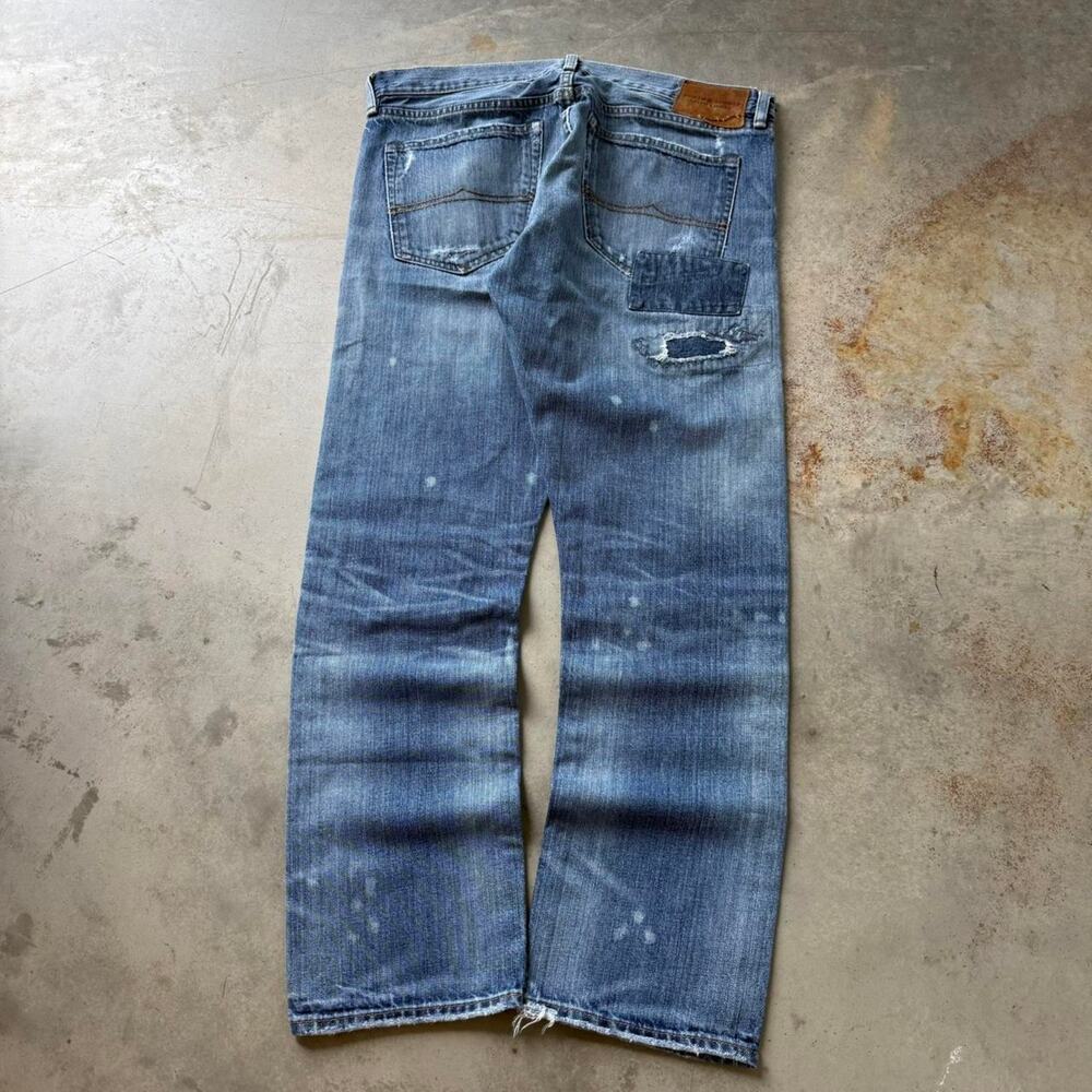 Polo Ralph Lauren Denim & Supply Repaired Patch Slim Straight Jeans Size 34x29.5 - Picture 2 of 8